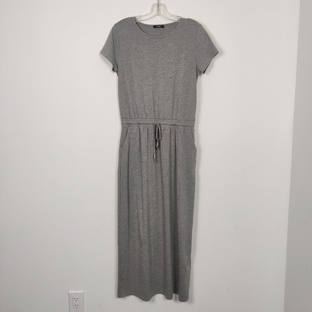 LC Waikiki Women's Short Sleeve Maxi Dress in Silver Gray Size EU 40 Casual
